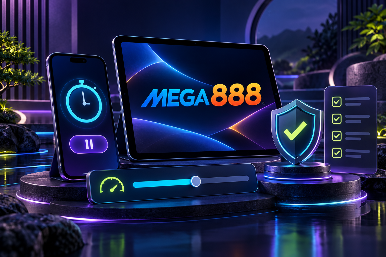 Mega888 kawalan permainan yang bertanggungjawab dengan pemasa, butang jeda, had dan perlindungan